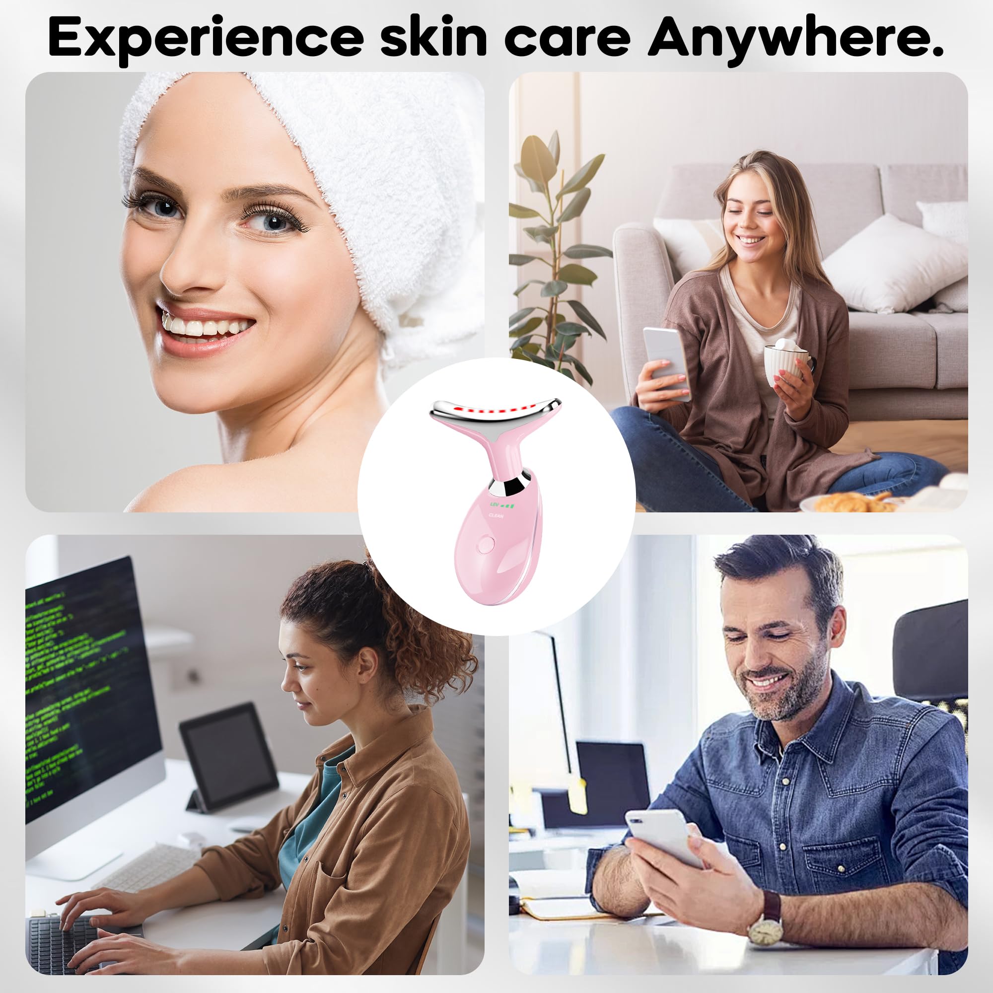 Facial Massager, Portable Face Neck Massager Wand for Skin Care(Light Pink)