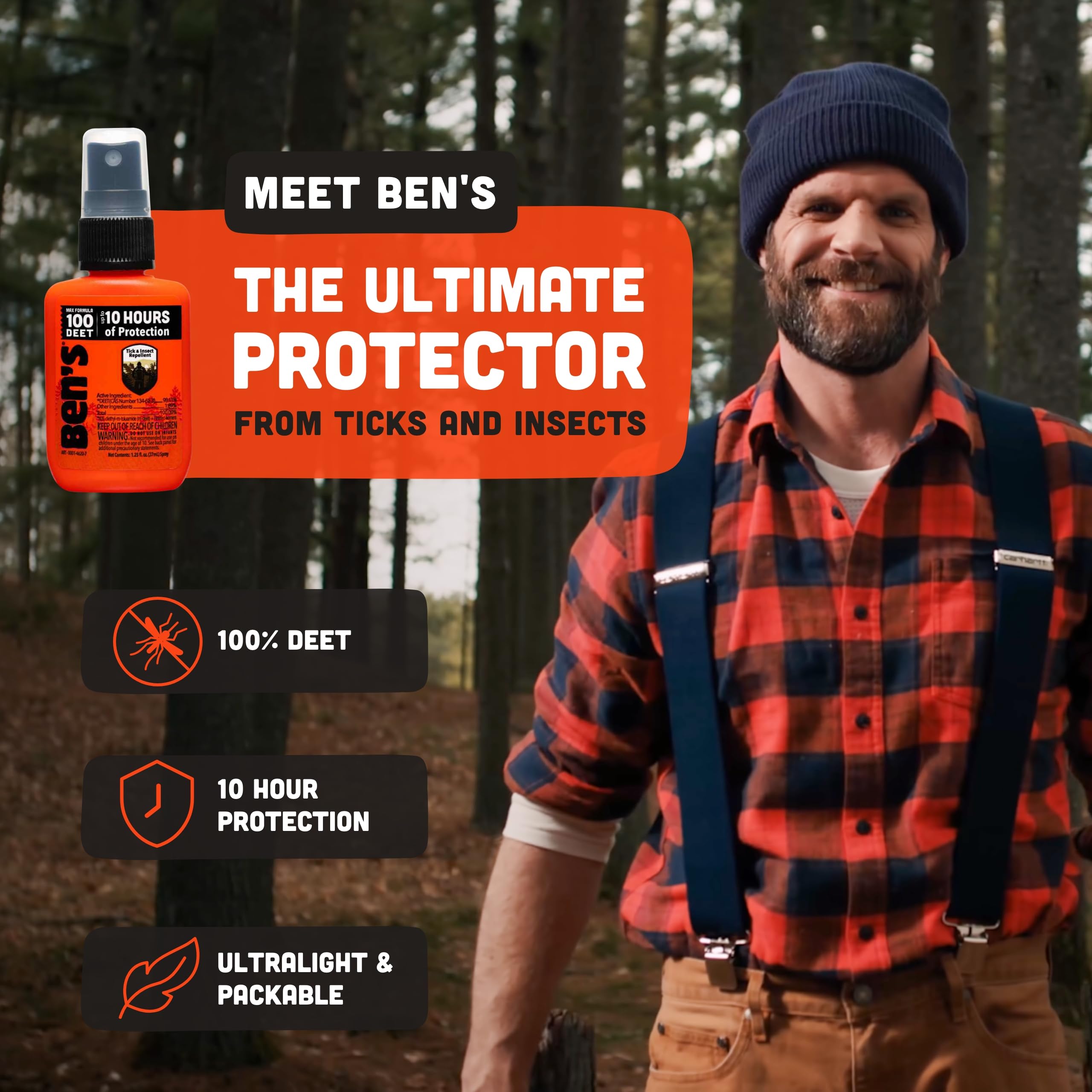 Bens 100 Tick & Insect Repellent - Alcohol-Free DEET Insect Repellent Pump Spray - Offers 10 Hours of Protection for Adults & C