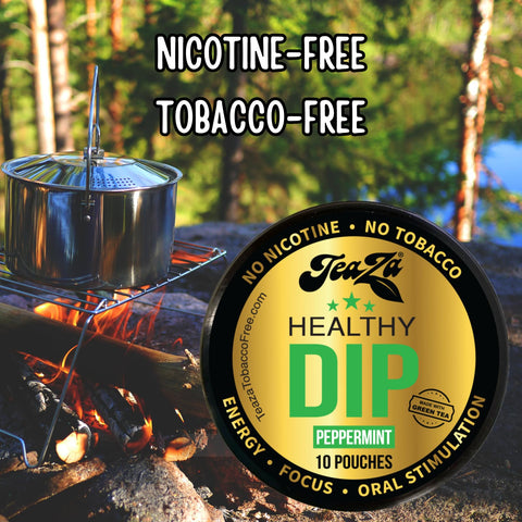 TeaZA Herbal Energy Pouches, Nicotine Free Tobacco Free Smokeless Alternative Snuff, Made with Green Tea Caffeine Dip Pouches, P