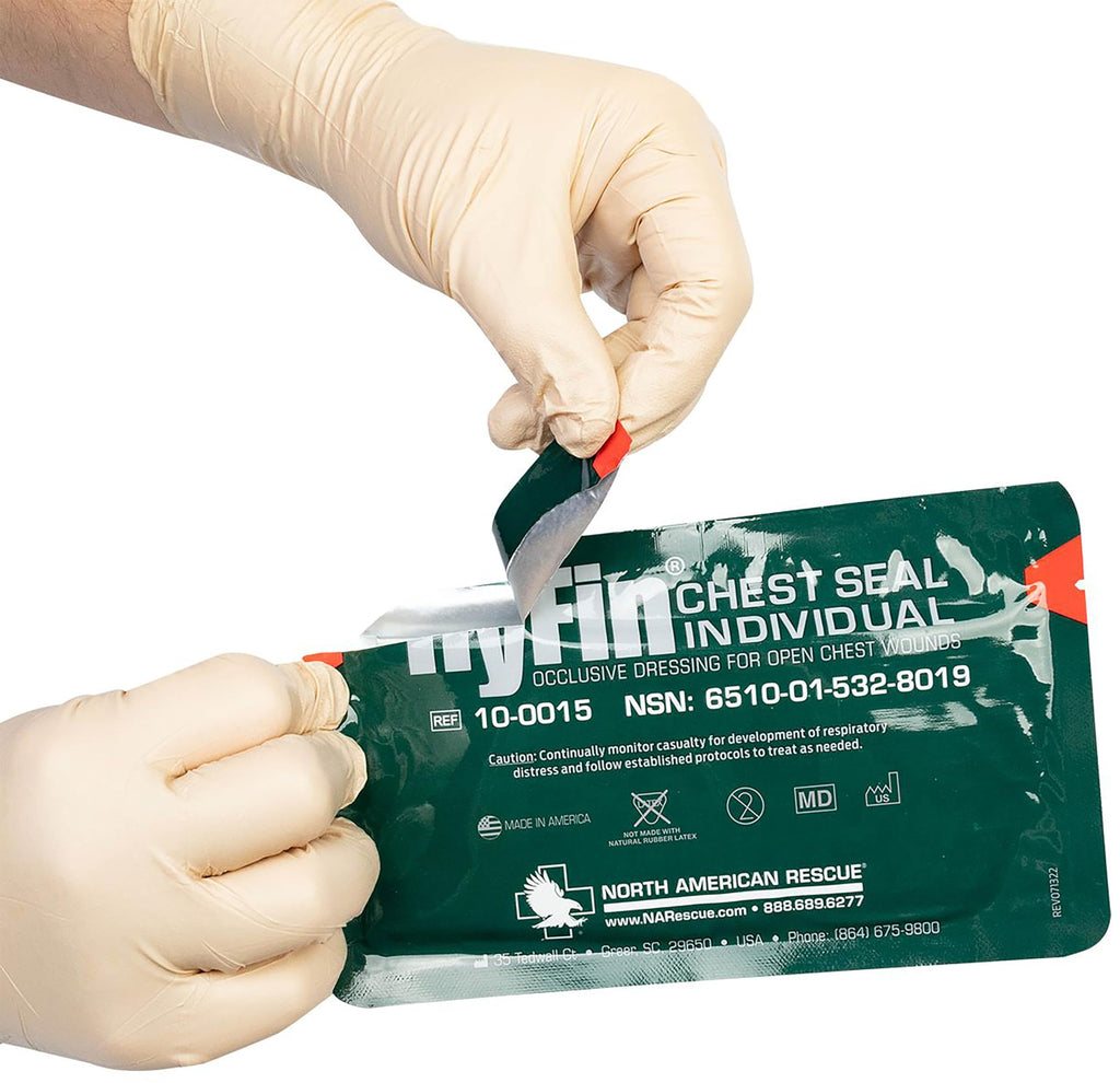North American Rescue HyFin Chest Seal Occlusive (Single Pack) NAR Individual Compact Dressing for Open Chest Wounds, Trauma (10