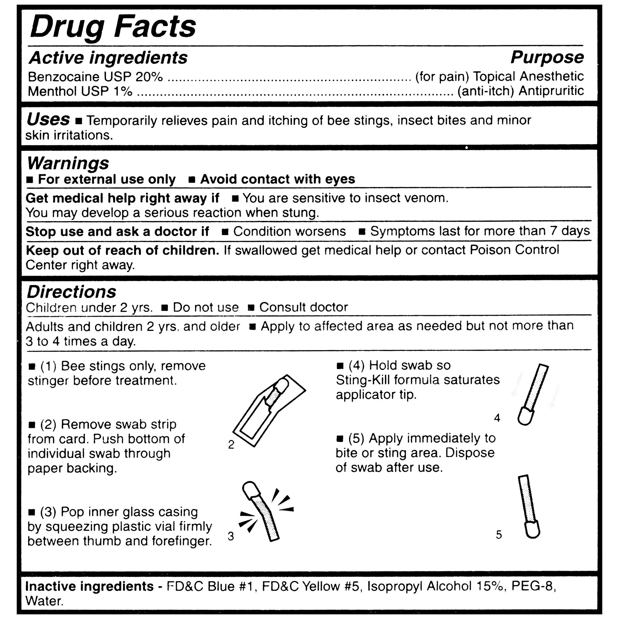 Sting-Kill Maximum Strength Disposable Swabs, 5 Count (Pack of 4)