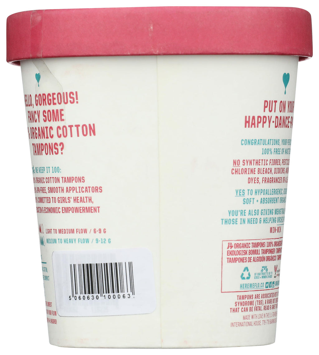 Here We Flo Regular & Super Cotton Tampons, 14 Ct