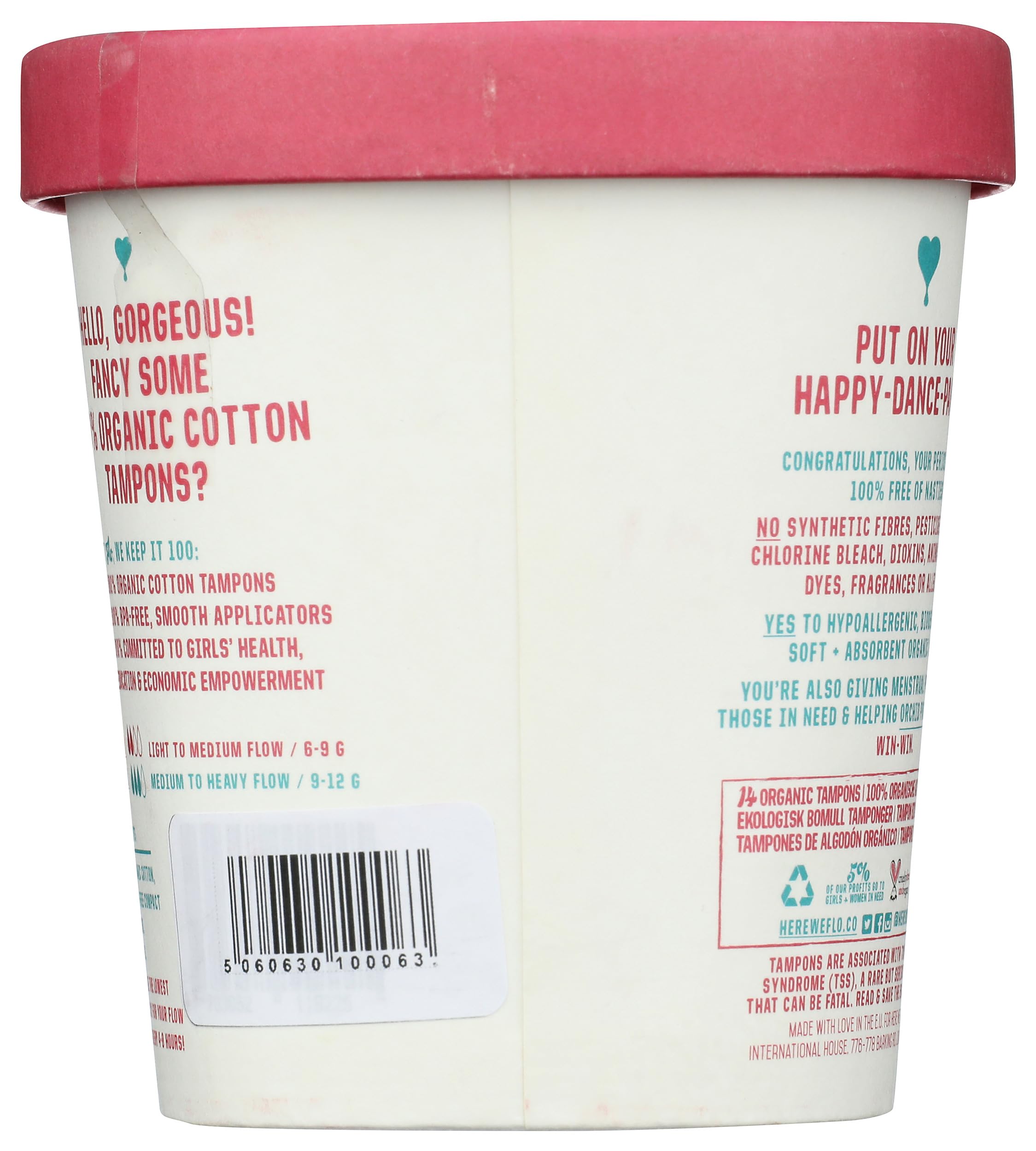 Here We Flo Regular & Super Cotton Tampons, 14 Ct
