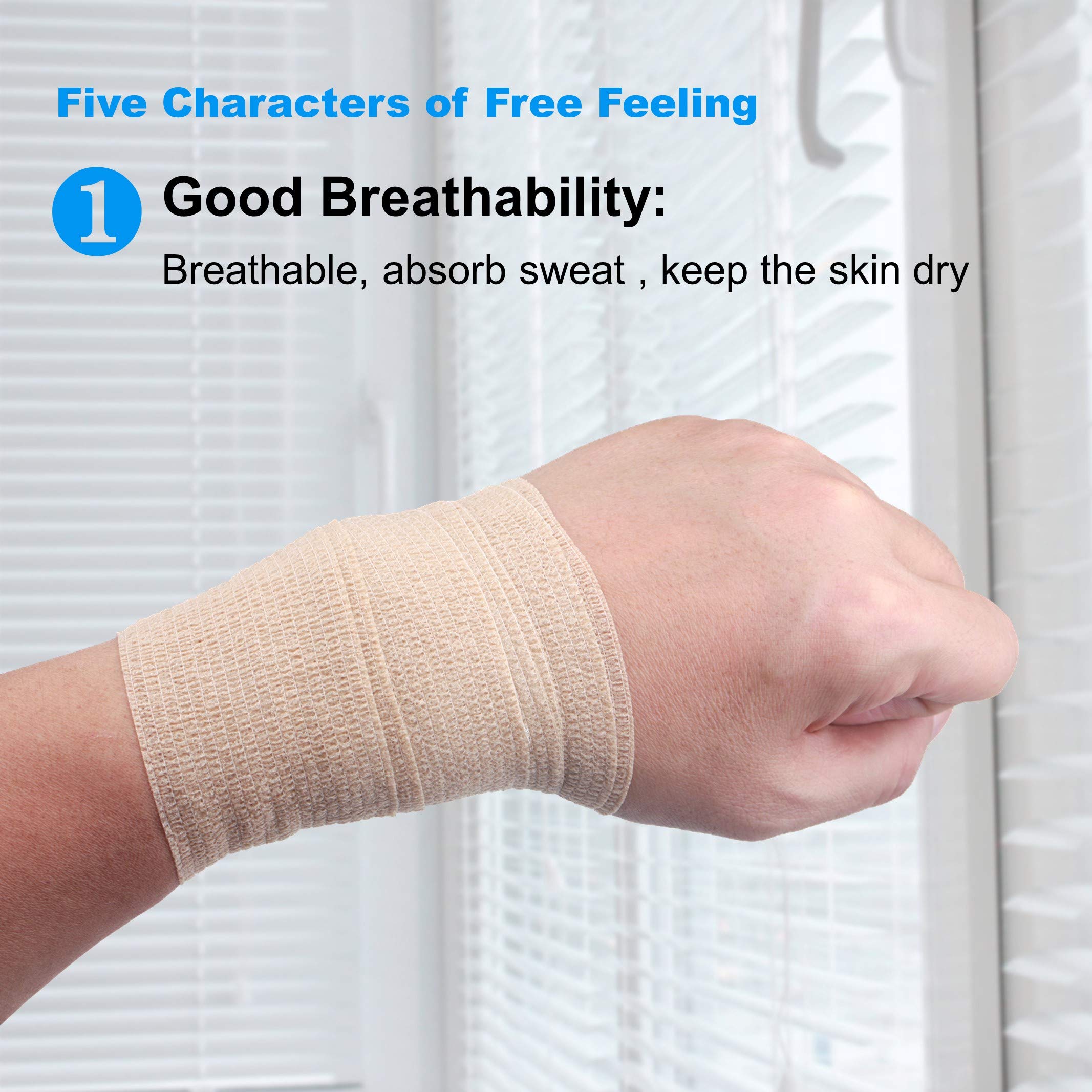 Cohesive Bandage Wrap, Self Adhesive Medical Tape,Vet Wrap, Athletic Elastic Stretch Band, self Adhesive, Flexible, Breathable &