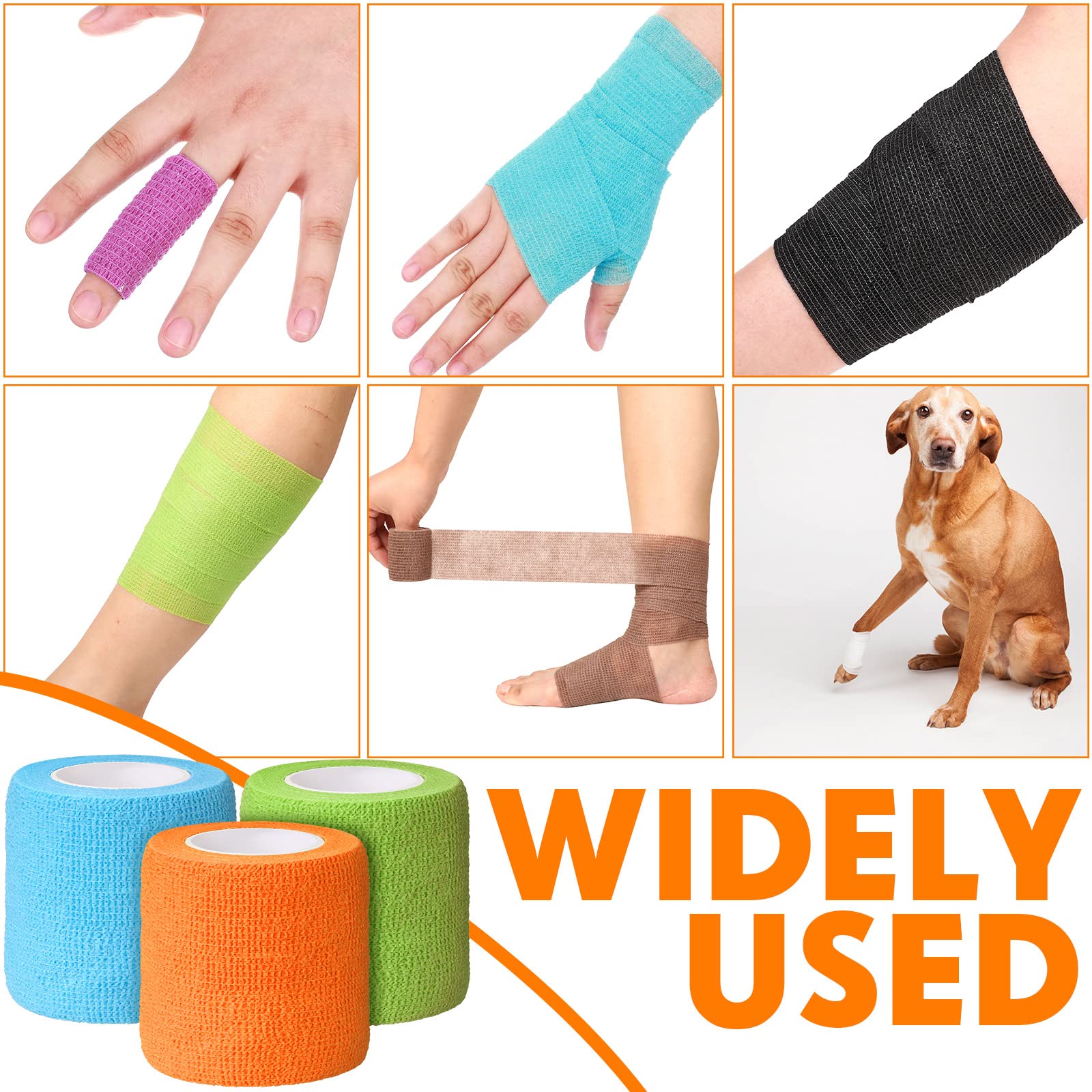 Treela 48 Pack Self Adhesive Wrap Bandage Bulk, Self Adherent Cohesive Bandage Elastic Athletic Tape Breathable Wound Tape for S