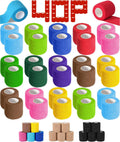 AZEN 40 Pack Self Adhesive Bandage Wrap, 2 X 5 Yards Elastic Cohesive Bandage Wrap, Color Athletic Tape, Vet Wrap, Ankle Tape, T