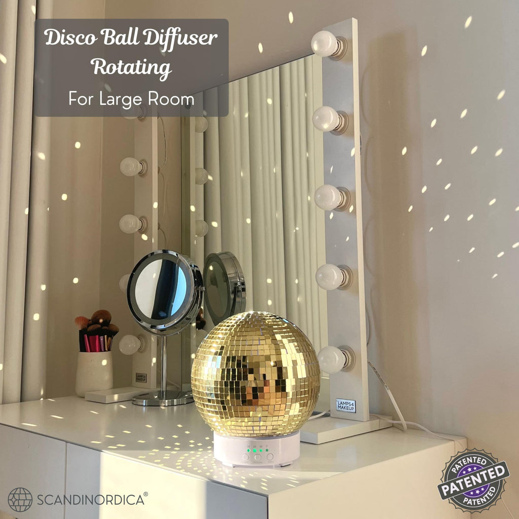 Disco Ball Diffuser Rotating - 300 ML Mirror Ball Oil Diffuser, Essential Oils Diffusers for Home, Novelty Mirrorball Ultrasonic