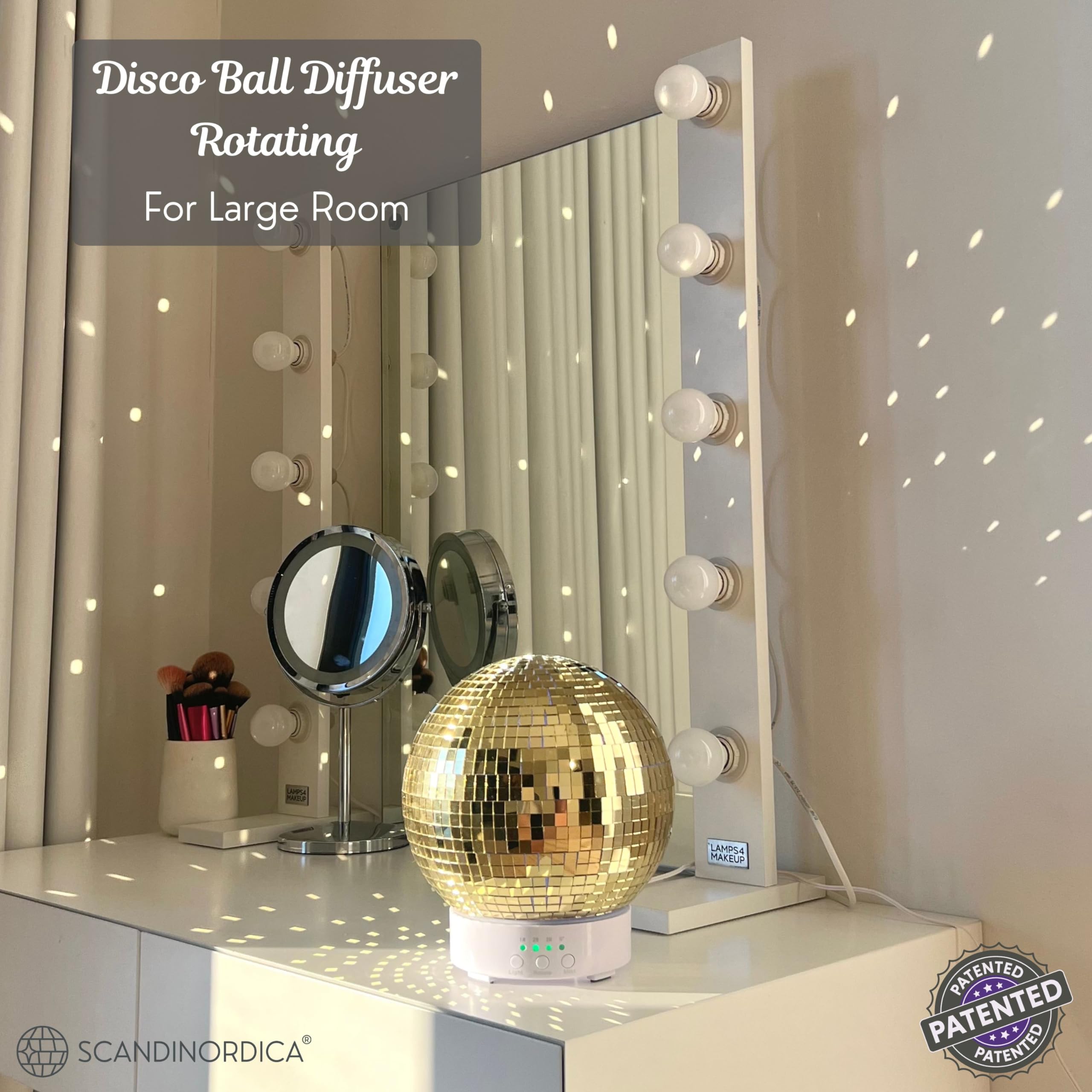 Disco Ball Diffuser Rotating - 300 ML Mirror Ball Oil Diffuser, Essential Oils Diffusers for Home, Novelty Mirrorball Ultrasonic