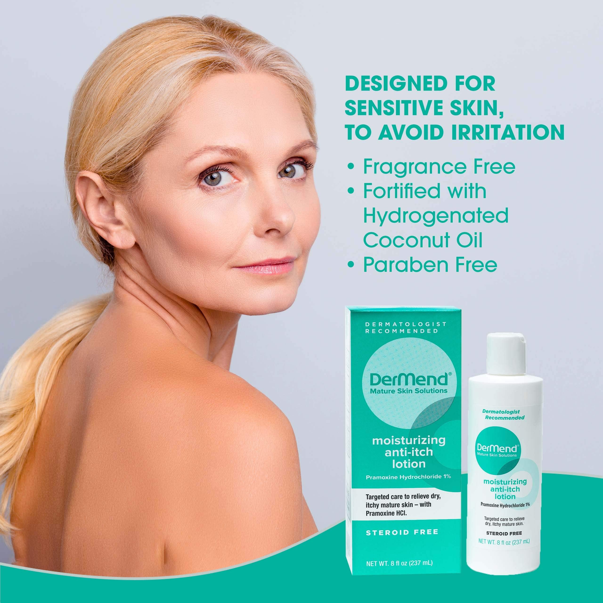 DerMend Moisturizing Anti Itch Lotion Target Care for Dry, Itchy, Mature Skin 8 Ounces