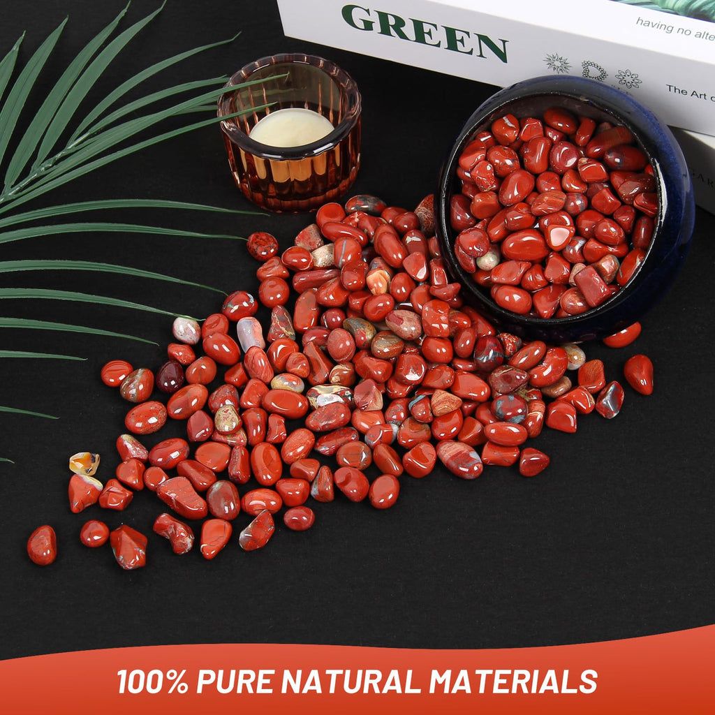 Orientrea 1.1lb Natural Red Jasper Crystal Chips - Red Jasper Healing Crystals Chips, Crushed Crystal Gemstones for Crafts, Beau