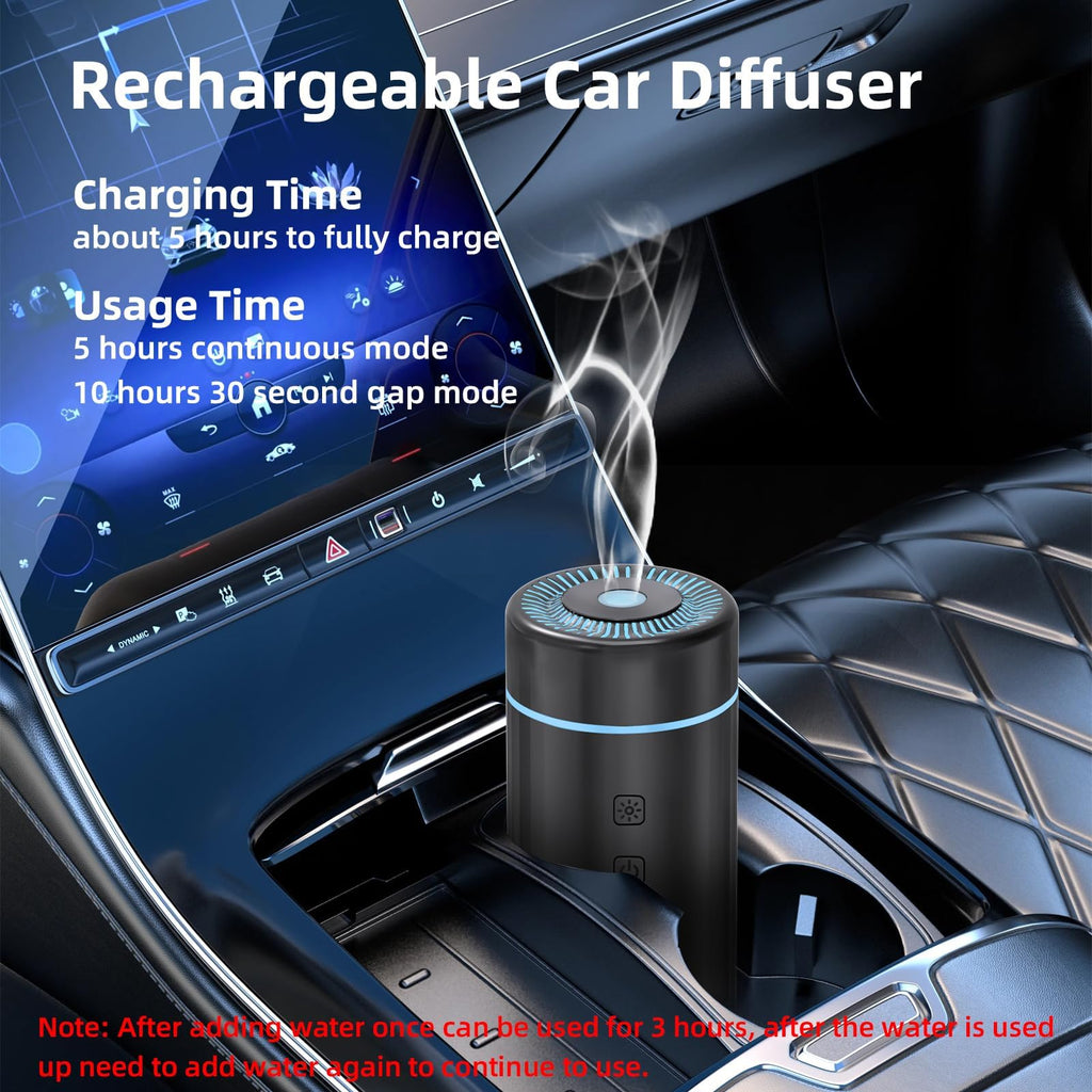 SEEDSEEL 100ML Car Diffuser, USB Rechargeable Battery Operated, Powered Cordless Essential Oil Humidifier, 7 LED Color Lights 2