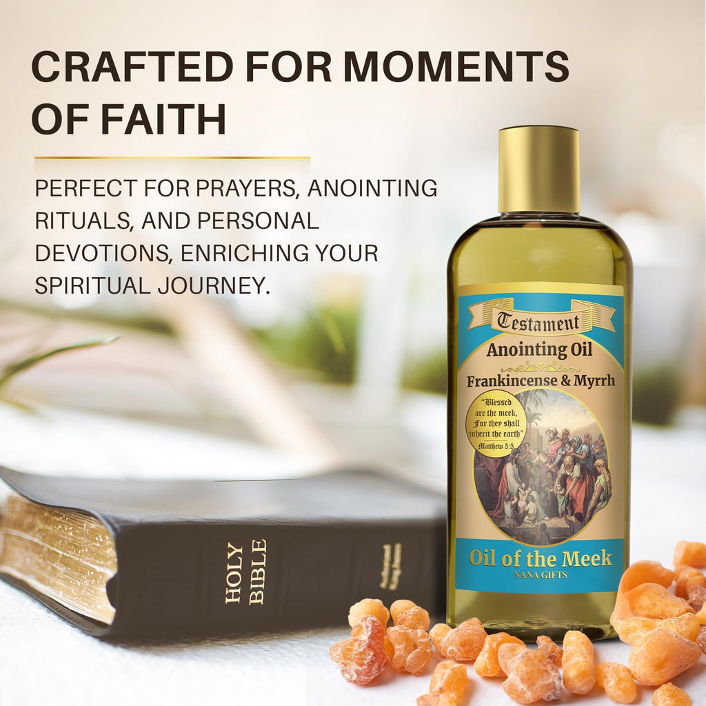 Nana Gifts Testament Anointing Oil, Frankincense and Myrrh, Oil of The Meek, Excellent Value Large Bottle Size 8.45 fl.oz | 250
