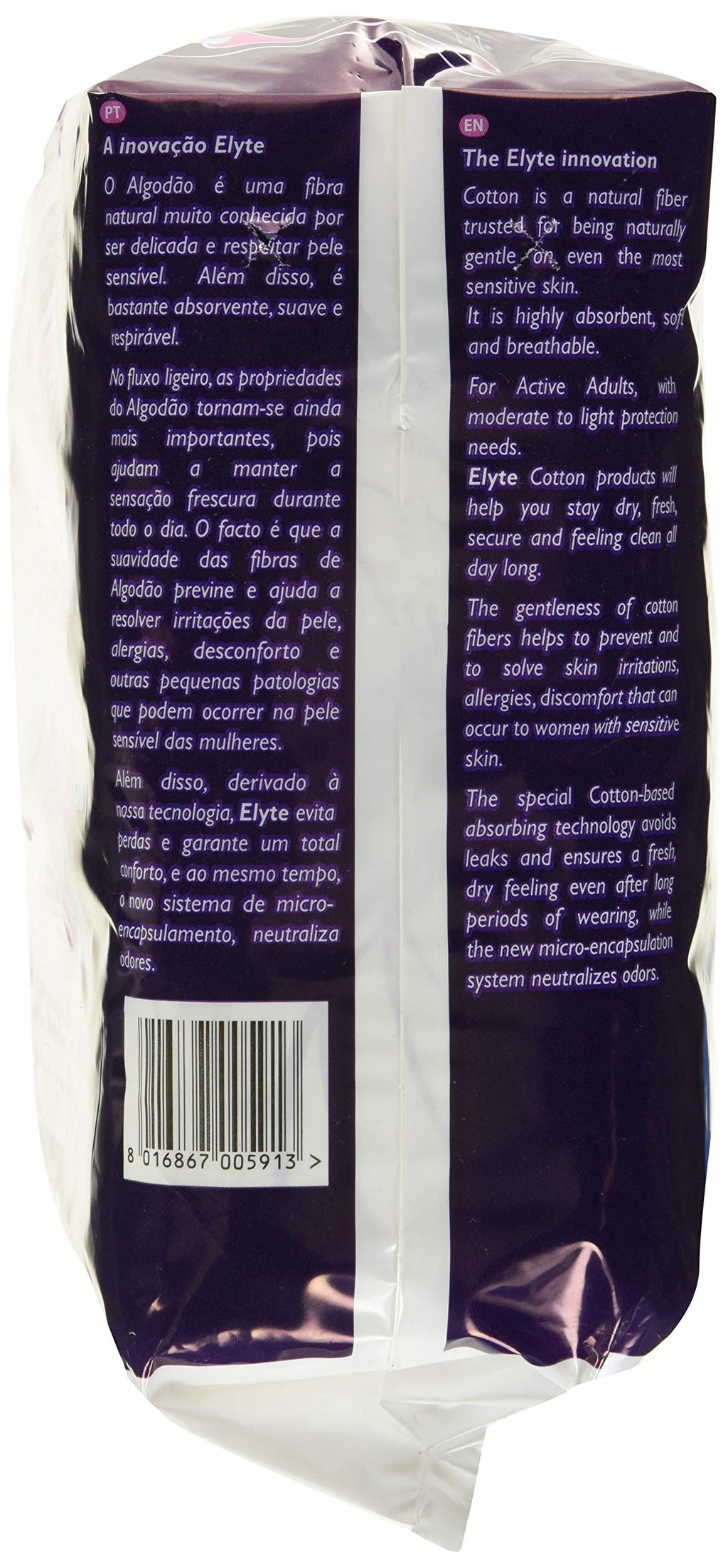 Elyte 100% Pure Cotton Bladder Control Pads-Sensitive Skin Safe, Normal, 24 Count