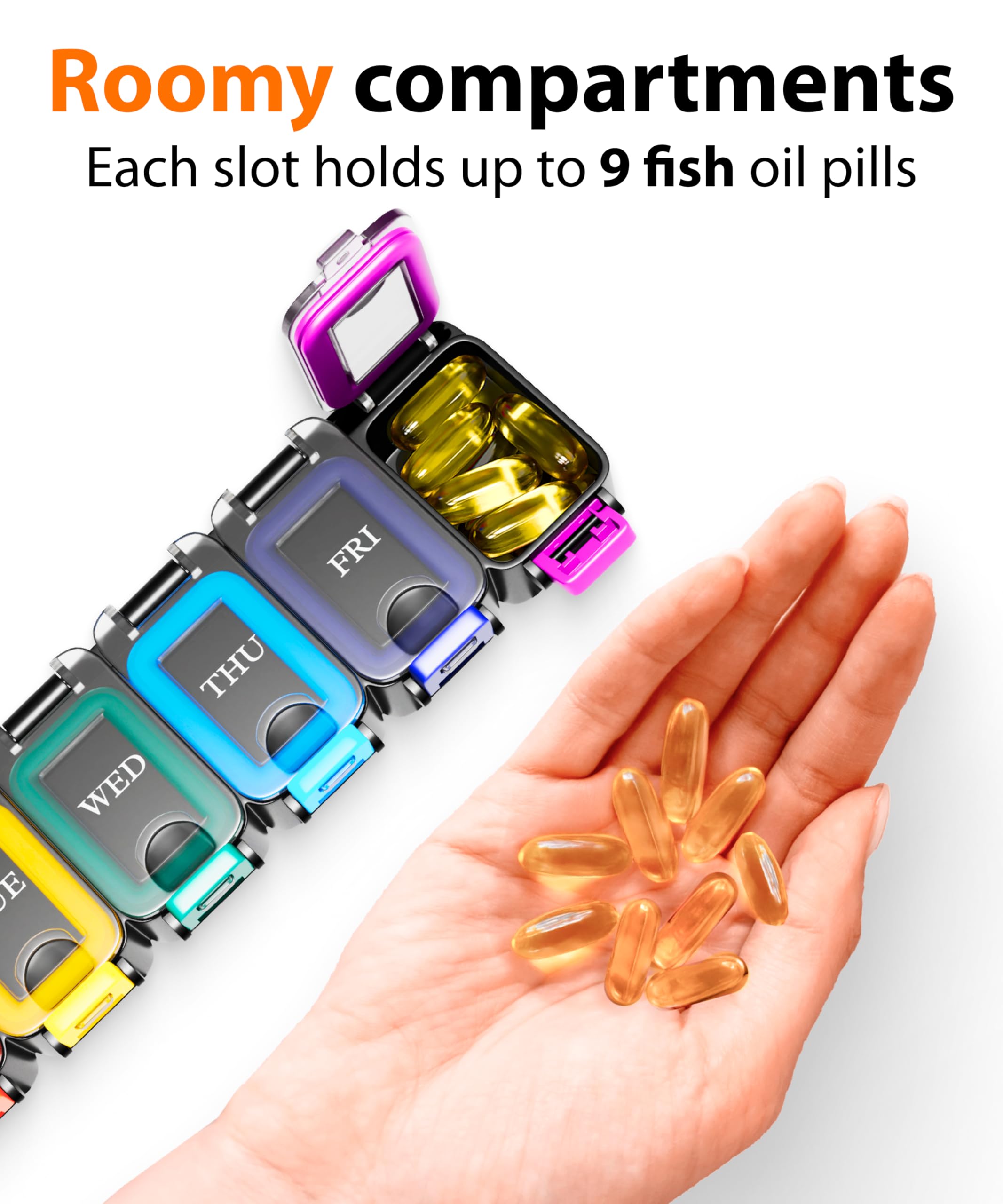 Large Weekly Pill Organizer 2 Times a Day - AM/PM Medicine Organizer with Thick Silicone Seal, Upgraded Secure Locks, Moisture-P
