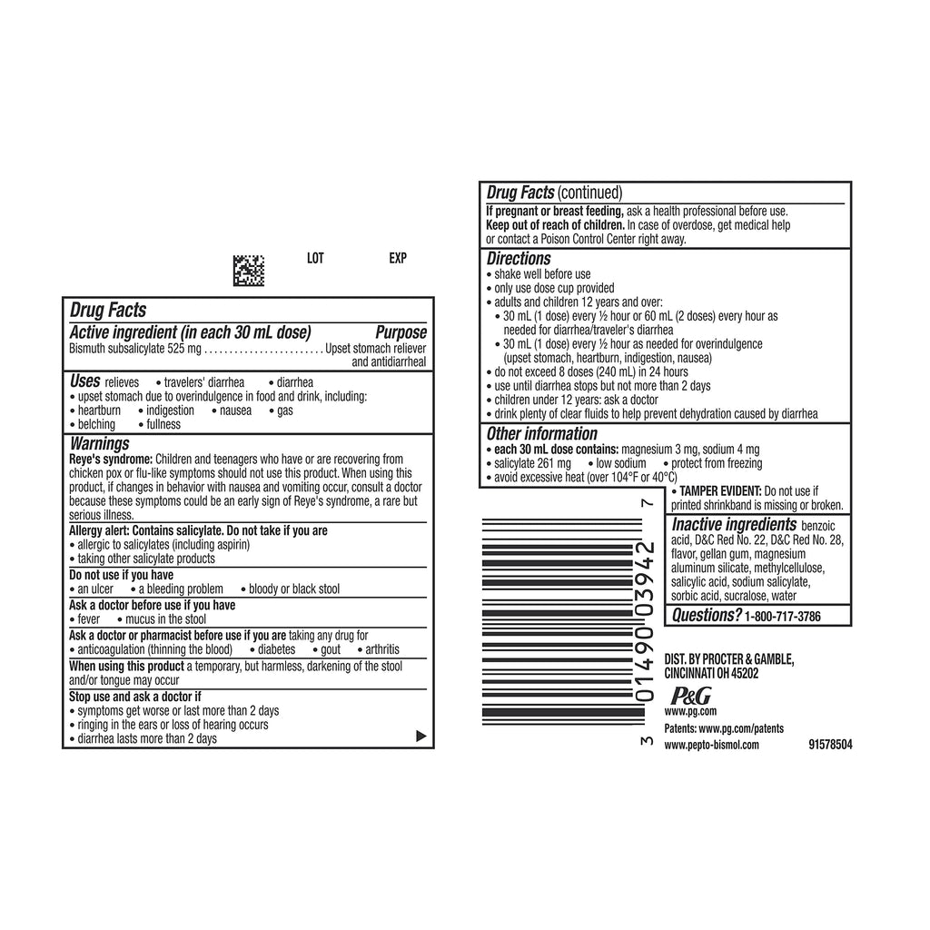 Pepto Bismol Liquid for Nausea, Heartburn, Indigestion, Upset Stomach, and Diarrhea - 5 Symptom Fast Relief, Original Flavor 12