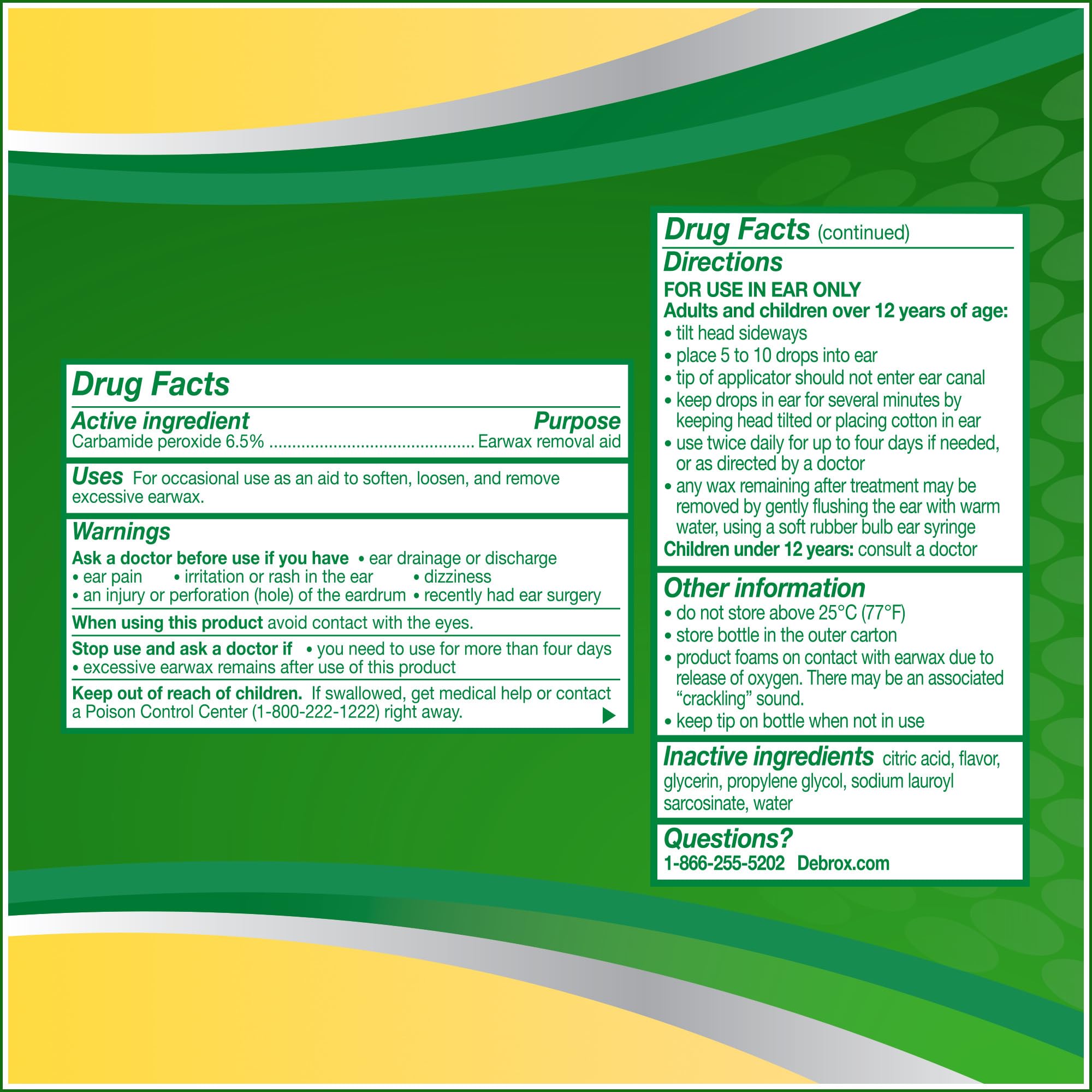 Debrox Ear Wax Removal Drops, Gentle Microfoam Ear Wax Remover, 0.5 Fl Oz, 2 Pack