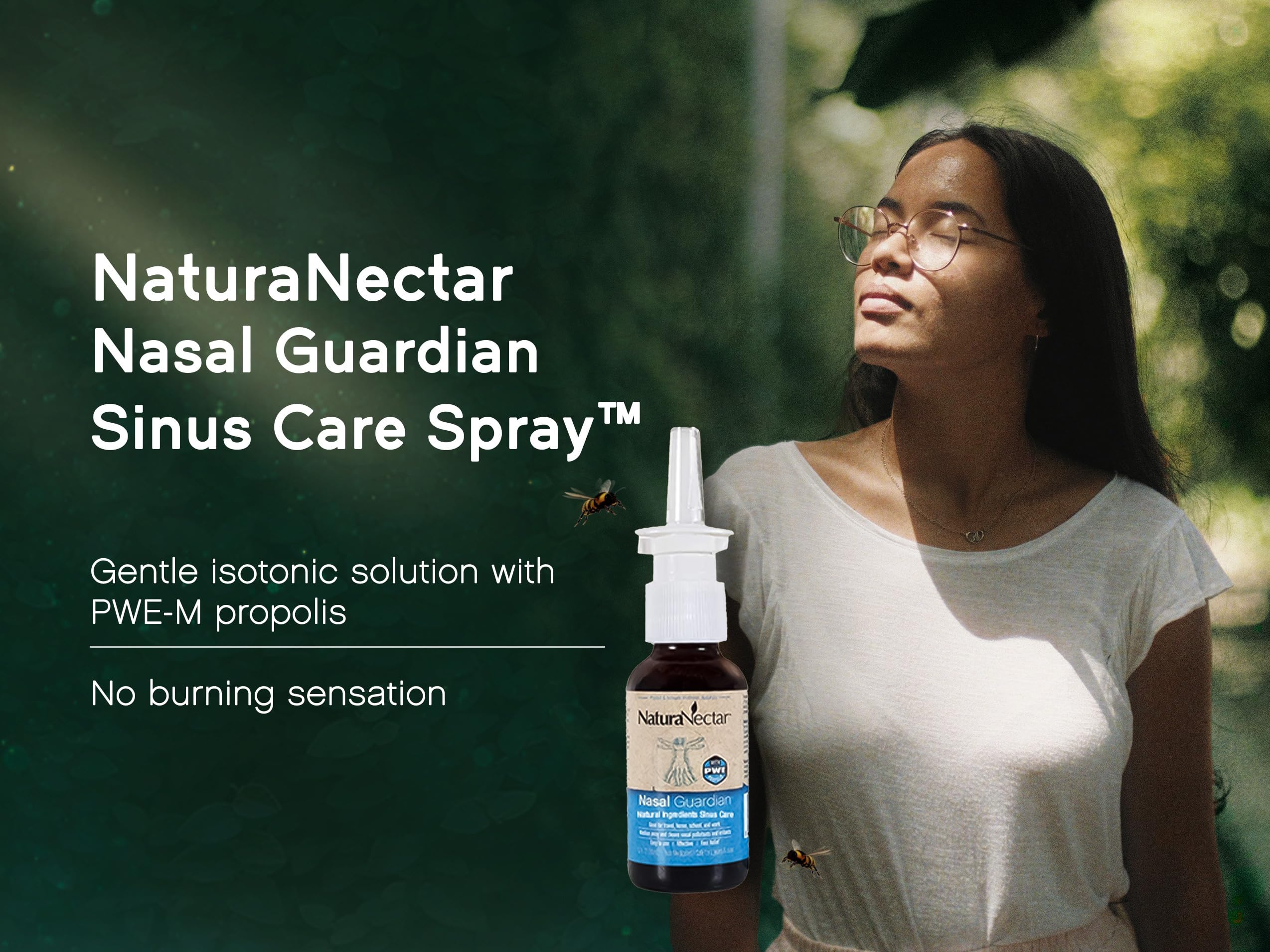 NaturaNectar - Bee Propolis Nasal Spray Saline Sinus Rinse & Relief - Pure Brazilian Propolis and Ingredients - Gentle and No Bu