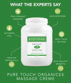 BIOTONE Pure Touch Organics Massage Crme, True Organic Massage, Rich Texture, Silky Glide, Soothing Ingredients, Healing Botanic