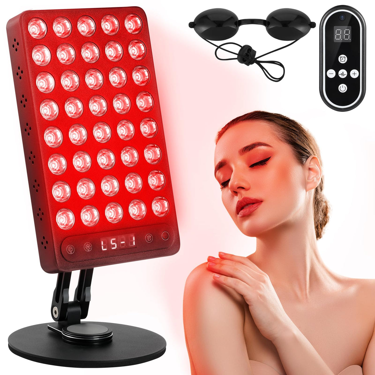 Youjoitim Red Light Therapy, 40 LEDs 660nm Red 850nm Near Infrared Light with Timer, High Power Panel Lamp Device for Body, Skin