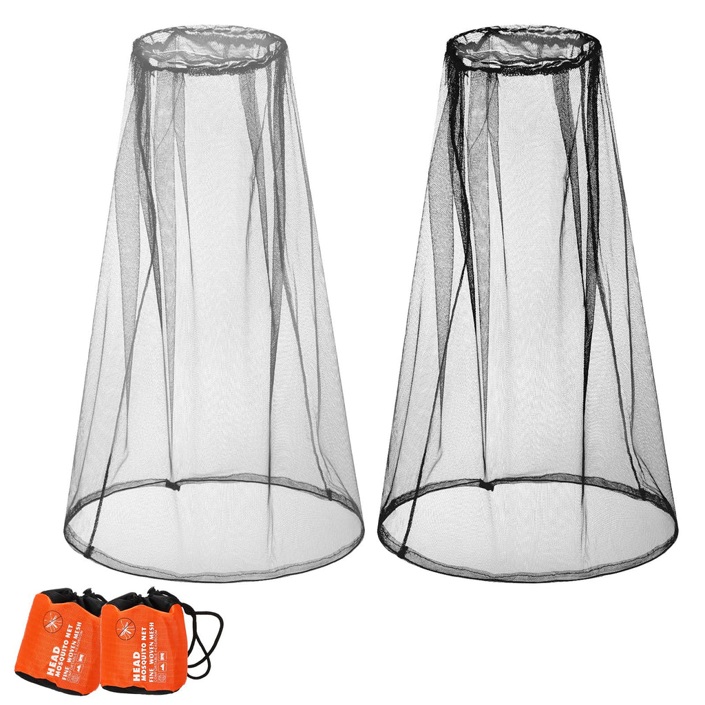 Hestya 2 Pack Mosquito Head Mesh Net Midge Insects Bugs Head Face Net Protecting for Outdoor Hiking Camping Climbing Walking(Bla