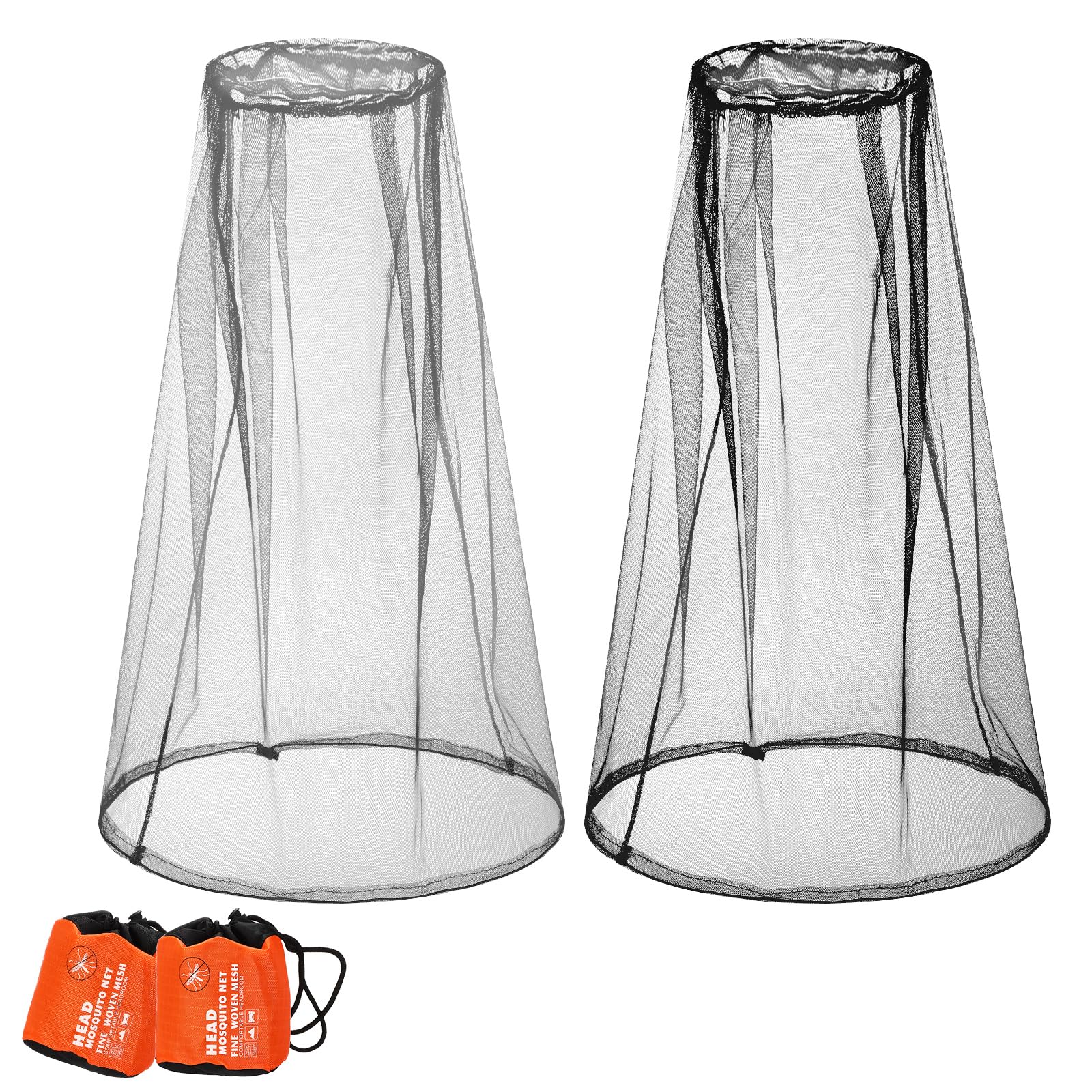 Hestya 2 Pack Mosquito Head Mesh Net Midge Insects Bugs Head Face Net Protecting for Outdoor Hiking Camping Climbing Walking(Bla
