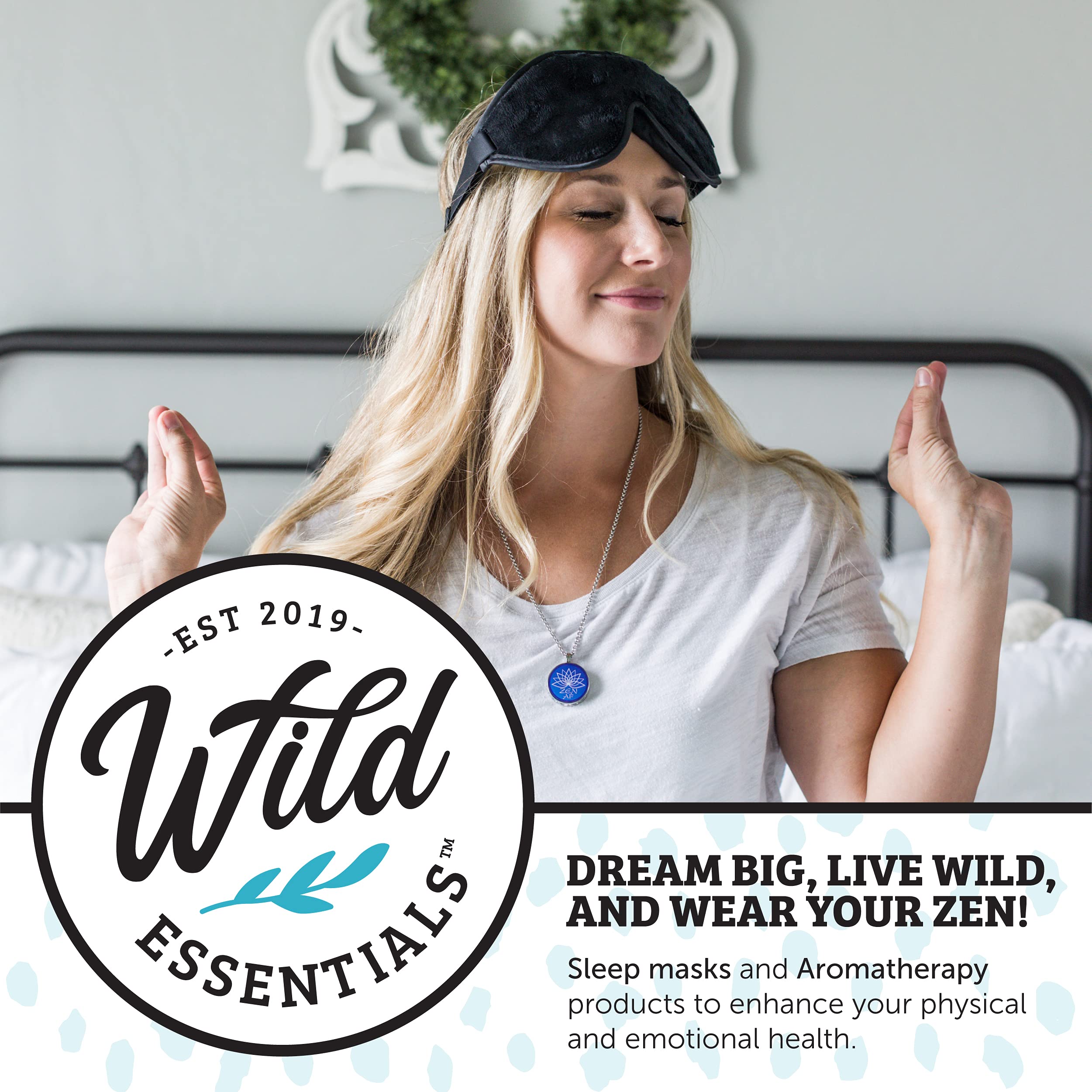 Wild Essentials Aum Om Necklace Essential Oil Diffuser Kit with Lavender, Lemongrass, Peppermint, Orange Oils, 12 Refill Pads, C