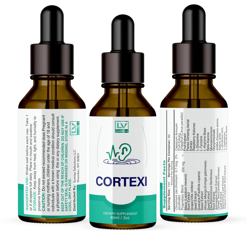 LIVORKA Cortexi Oral Drops to Drink - Formula for Ear Health, Hearing Support - Pack of 3 Bottles (90 Day Supply)
