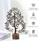 PYOR Tigers Eye, Healing Crystal, Positive Stones, Gem, Money Crystal, Gemstone Bonsai Tree, Positive Energy Decor