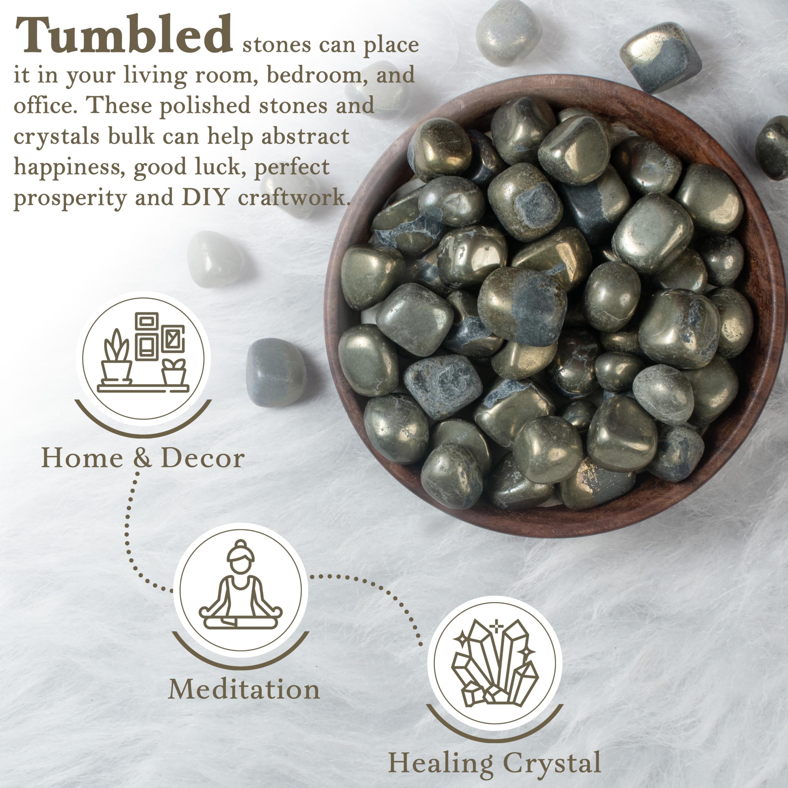 ZAICUS Golden Pyrite Tumbled Stones and Crystals Bulk, Polished Stones for Vase Filler, Lucky Stones, Fountain Rocks, Decoration