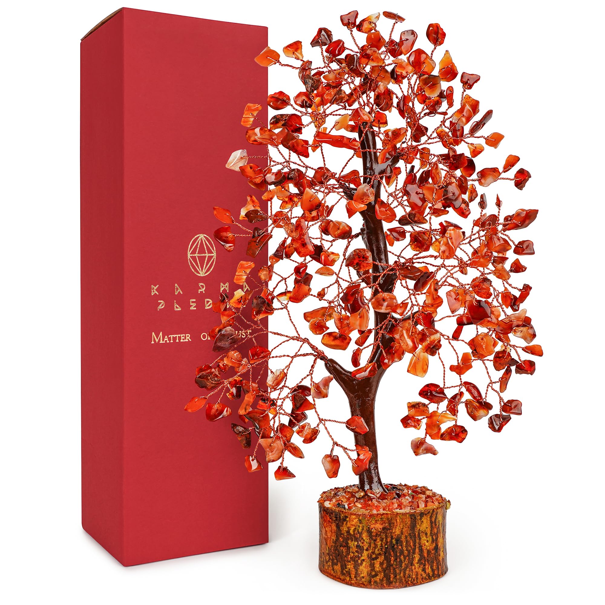 Crystal Tree of Life Carnelian Healing Crystal Trees for Home & Office Decoration, Handmade Crystal Money Bonsai Trees for Posit