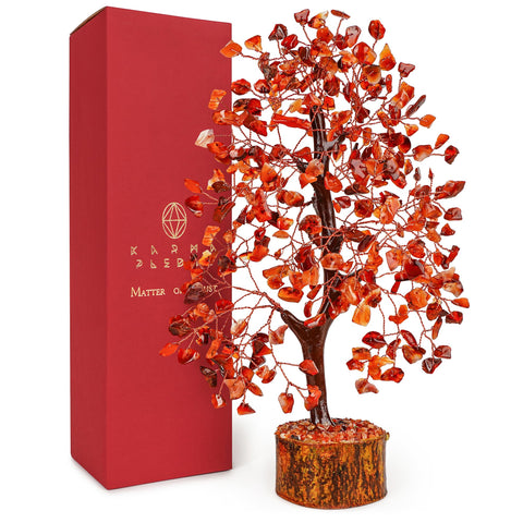 Crystal Tree of Life Carnelian Healing Crystal Trees for Home & Office Decoration, Handmade Crystal Money Bonsai Trees for Posit