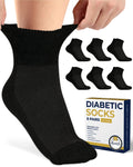 Pembrook Black Diabetic Socks for Men & Women | 6 Pairs | Wide Stretch Top Mens Diabetic Socks | Diabetic Socks for Men 9-12 | A