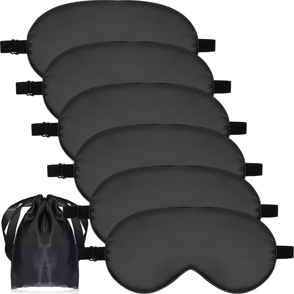 6 Pieces Natural Silk Sleep Mask Soft Eye Mask Adjustable Strap Blindfold Eyeshade Smooth Sleeping Mask Comfortable Sleep Eye Co