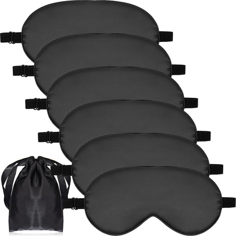 6 Pieces Natural Silk Sleep Mask Soft Eye Mask Adjustable Strap Blindfold Eyeshade Smooth Sleeping Mask Comfortable Sleep Eye Co