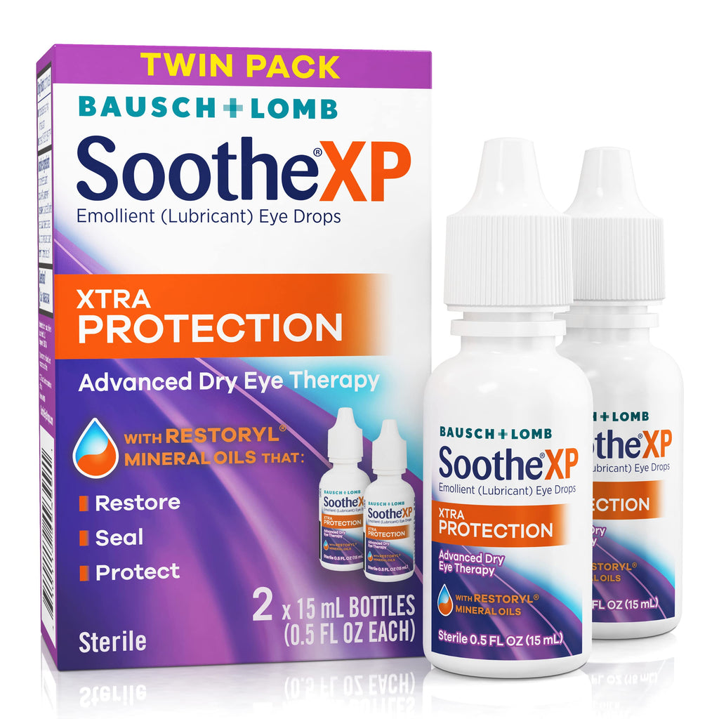 Soothe XP Eye Drops for Dry Eye Symptoms, Xtra Protection Lubricating Eye Drops ? from Bausch + Lomb, 0.5 FL OZ (15 mL) Twin Pac