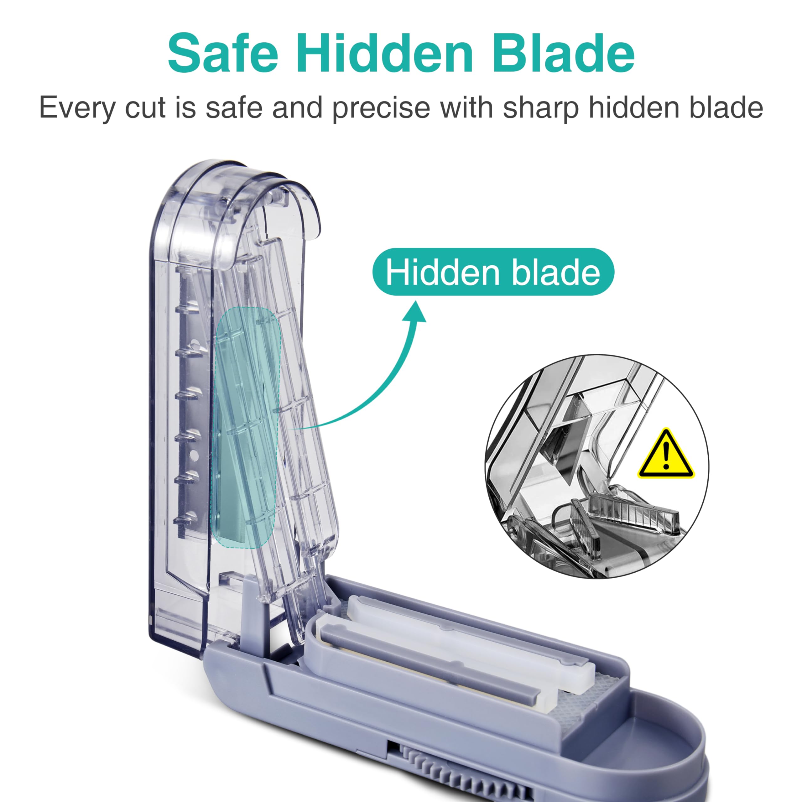 Fullicon Multiple Pill Cutter - Adjustable for Small Pills With Accurate Alignment, Stainless Steel Cutting Blade & Guard, Split