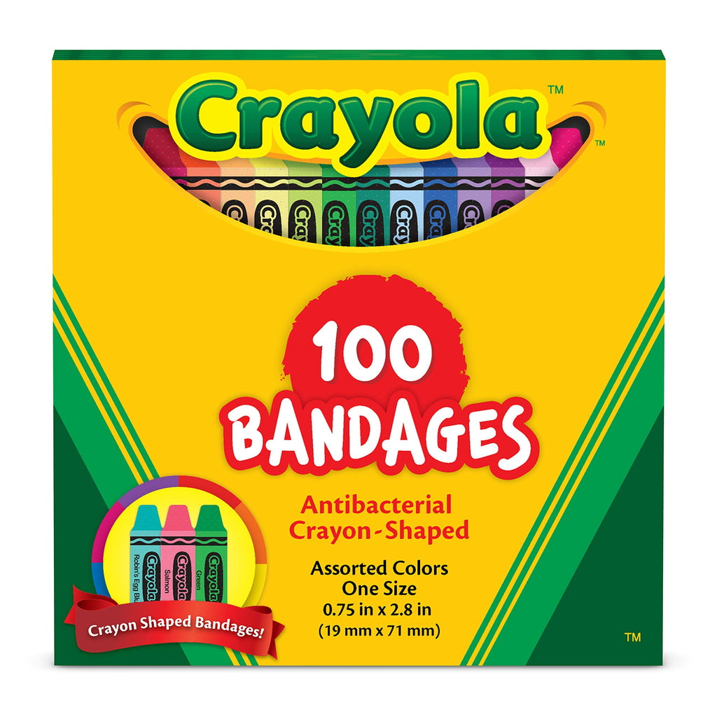 Crayola Shaped Kids Bandages, 100 CT | Great for Birthdays, Party Supplies, Stickers, Stocking Stuffer or White Elephant Gift | 