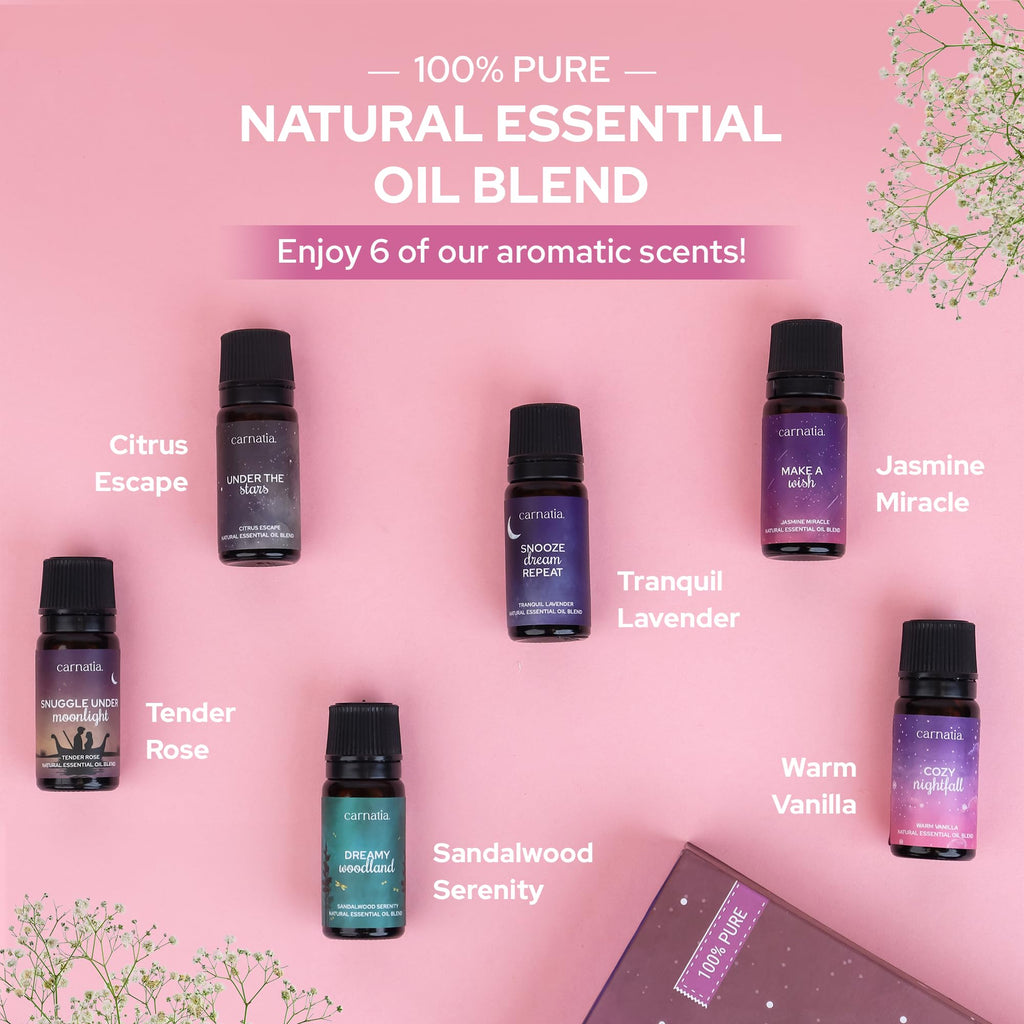 Carnatia Sleep Essentials Essential Oil Set - 100% Pure & Natural Aroma Blends for Deep Sleep, Stress Relief & Relaxation | Calm