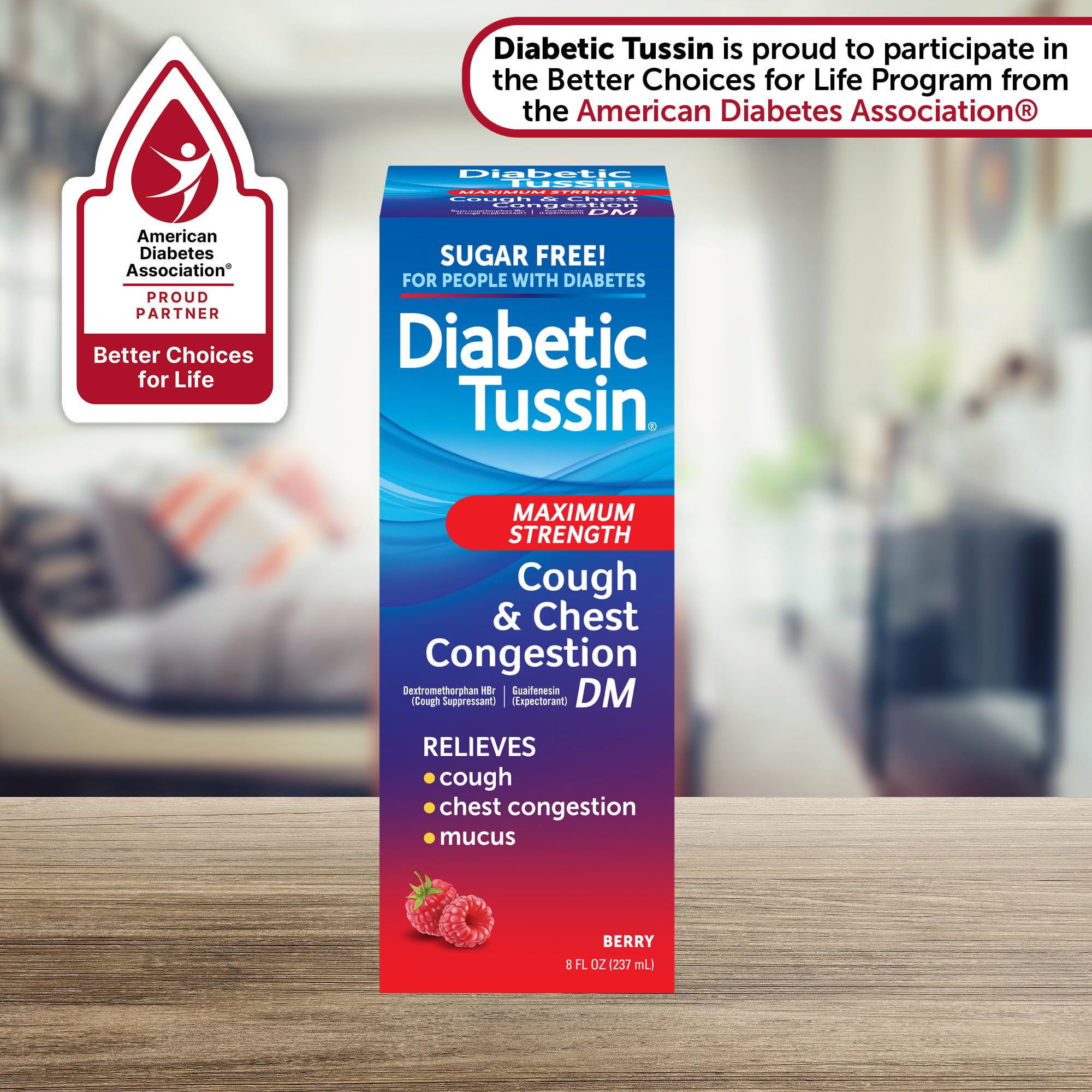 Diabetic Tussin DM Maximum Strength Cough Medicine with Chest Congestion Relief - 8 Fl oz - Liquid Cough Syrup, Safe for Diabeti
