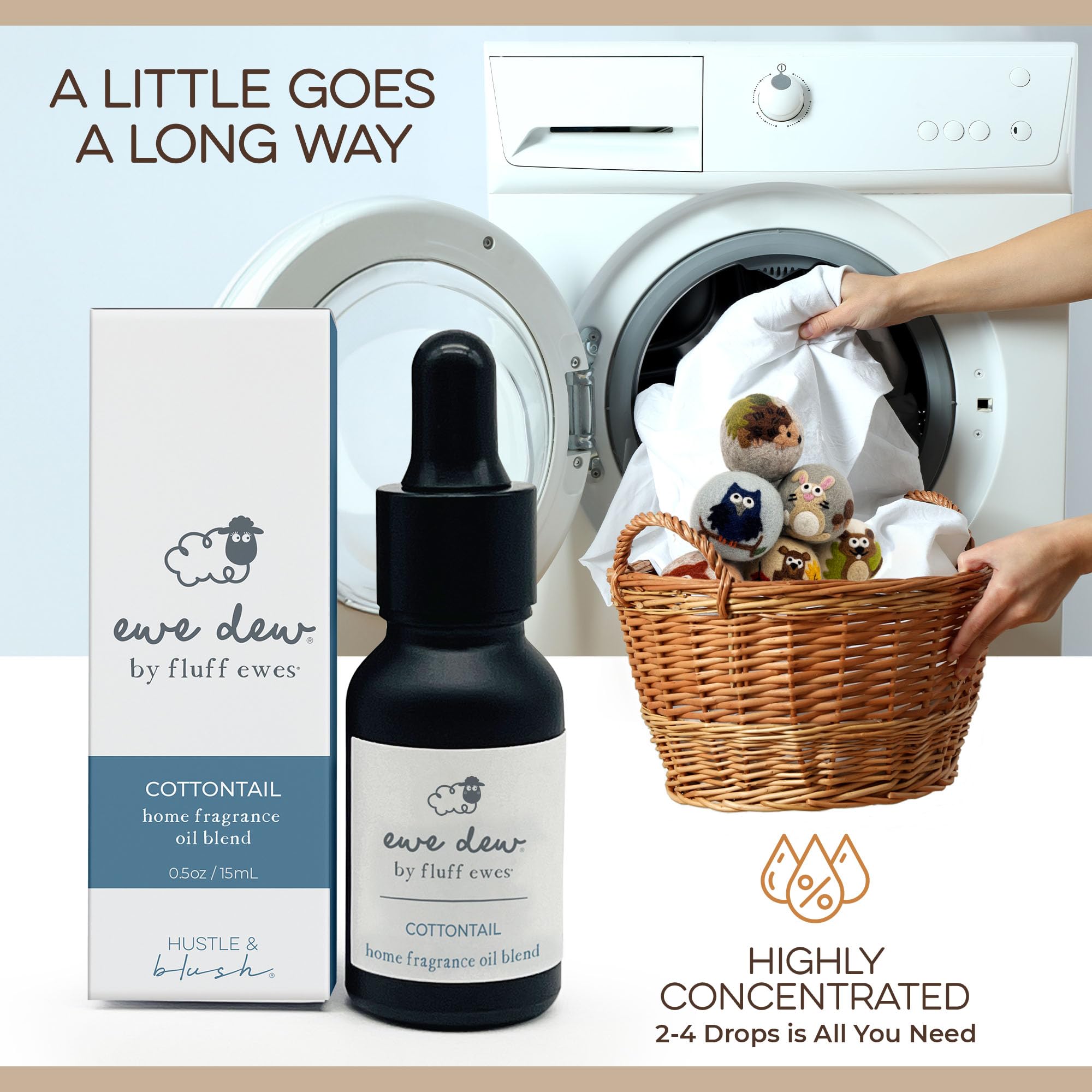 Laundry Essential Oils for Dryer Balls 15ml Cottontail - Blend of Laundry Fragrance Oil and Essential Oils for Laundry Wool Ball