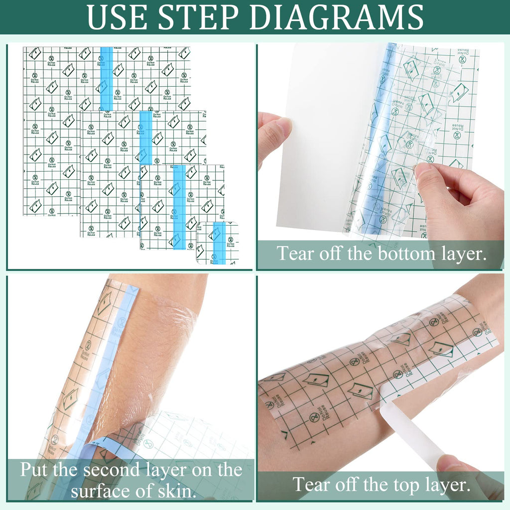 BBTO 100 Pieces Transparent Stretch Adhesive Bandage Waterproof Clear Protective Shower Patch Film Cover Bandages Tattoo Cover u