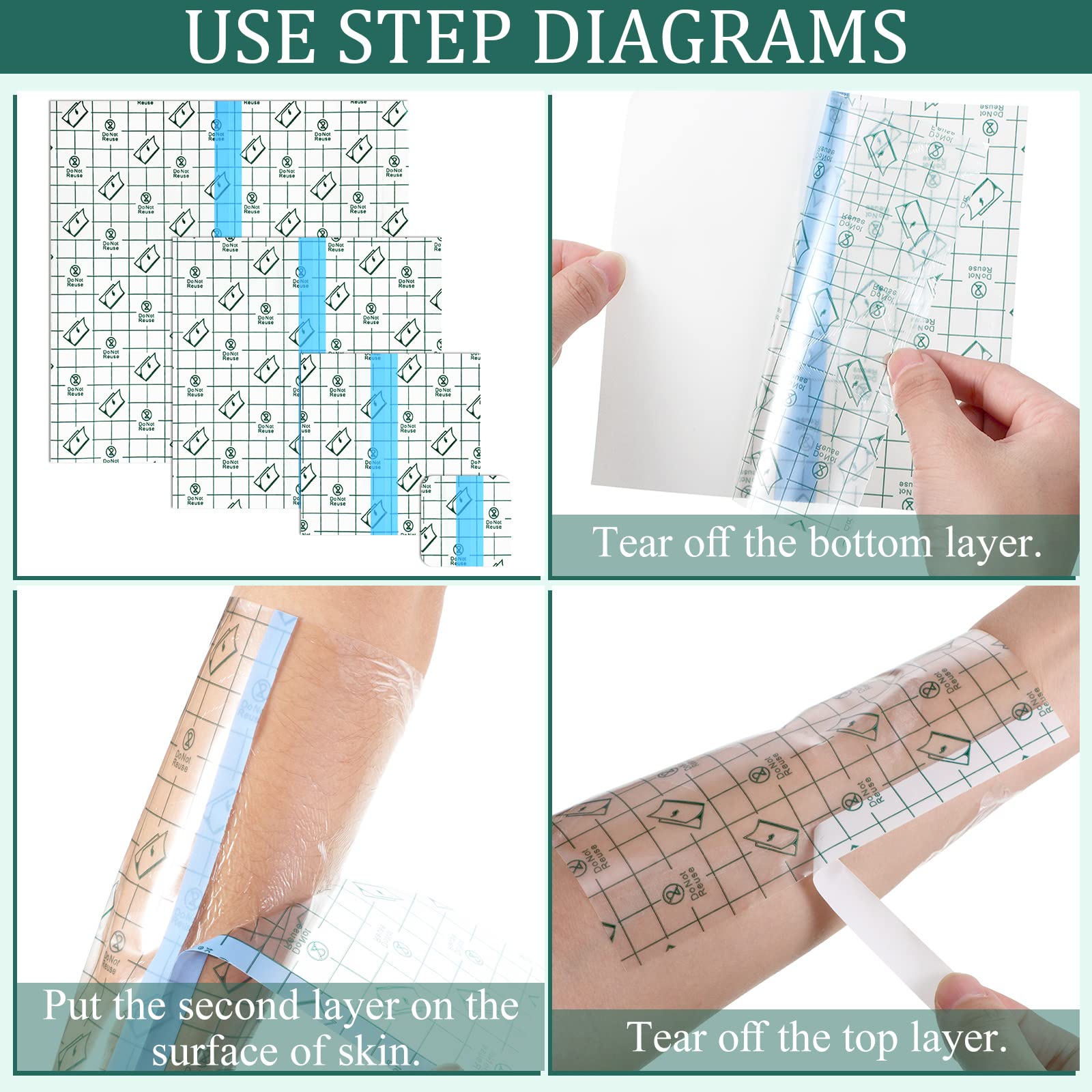 BBTO 100 Pieces Transparent Stretch Adhesive Bandage Waterproof Clear Protective Shower Patch Film Cover Bandages Tattoo Cover u
