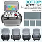 Large Pill Bottle Organizer, Double Layers Medicine Storage Bag with Lockable Zippers and Shoulder Strap,Medication Travel Bag f