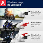 Alpine MotoSafe Race - Motorcycle Ear Plugs for Wind Noise Reduction - 20dB - Motorcycle Hearing Protection - Ultra Soft Comfort