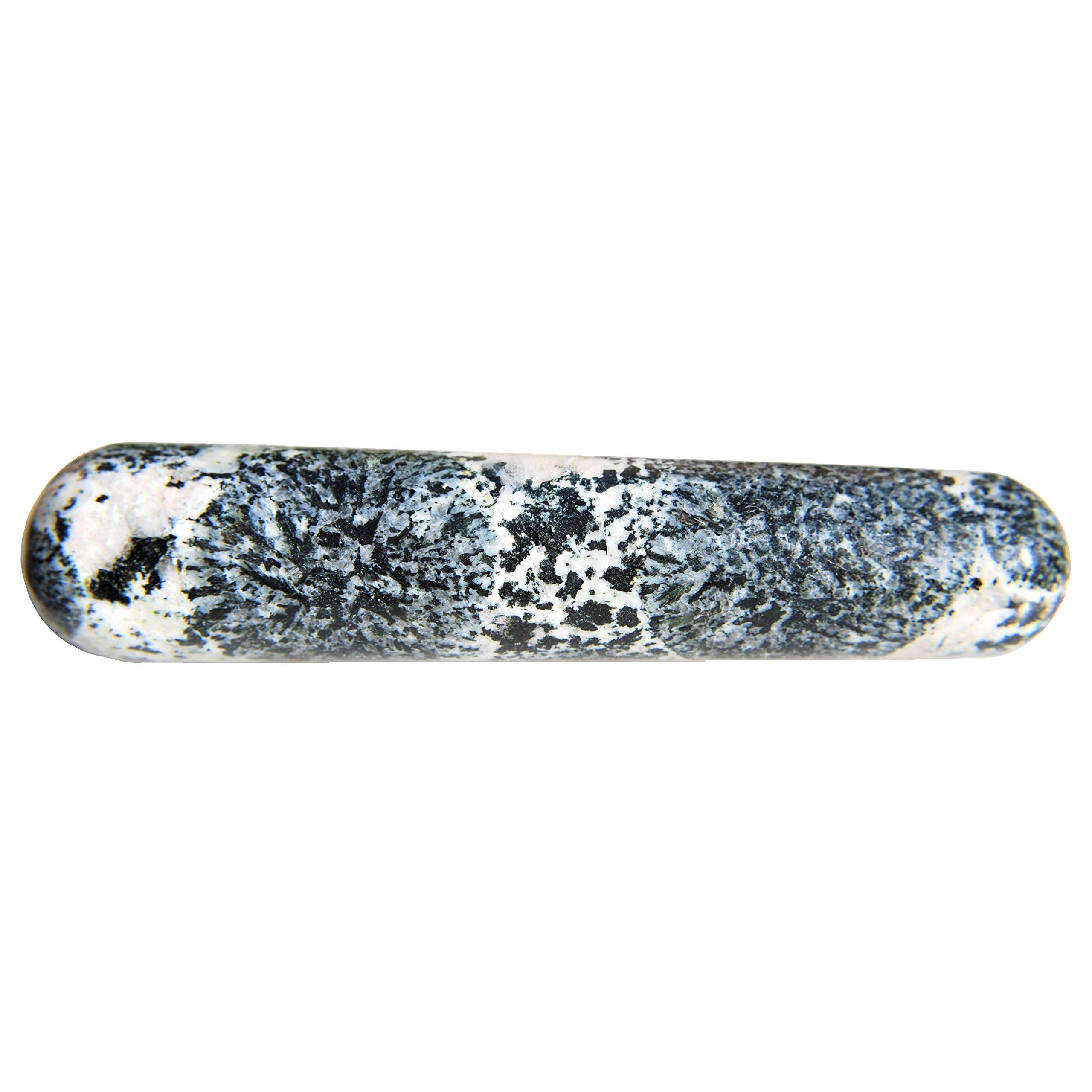 Charged 4 Orbicular Granite (Volcanic) Crystal Massage Wand + Selenite Charging Heart Included (Healing Energy/Increase Protecti