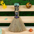 RJINGSHI Natural Green Aventurine Magic Broom Love Crystal Witch Broom Reiki Healing Crystal Handmade for Cleansing Bedroom Offi