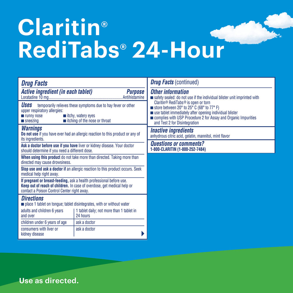 Claritin 24 Hour Allergy RediTabs 30 Tablets, Pack of 2