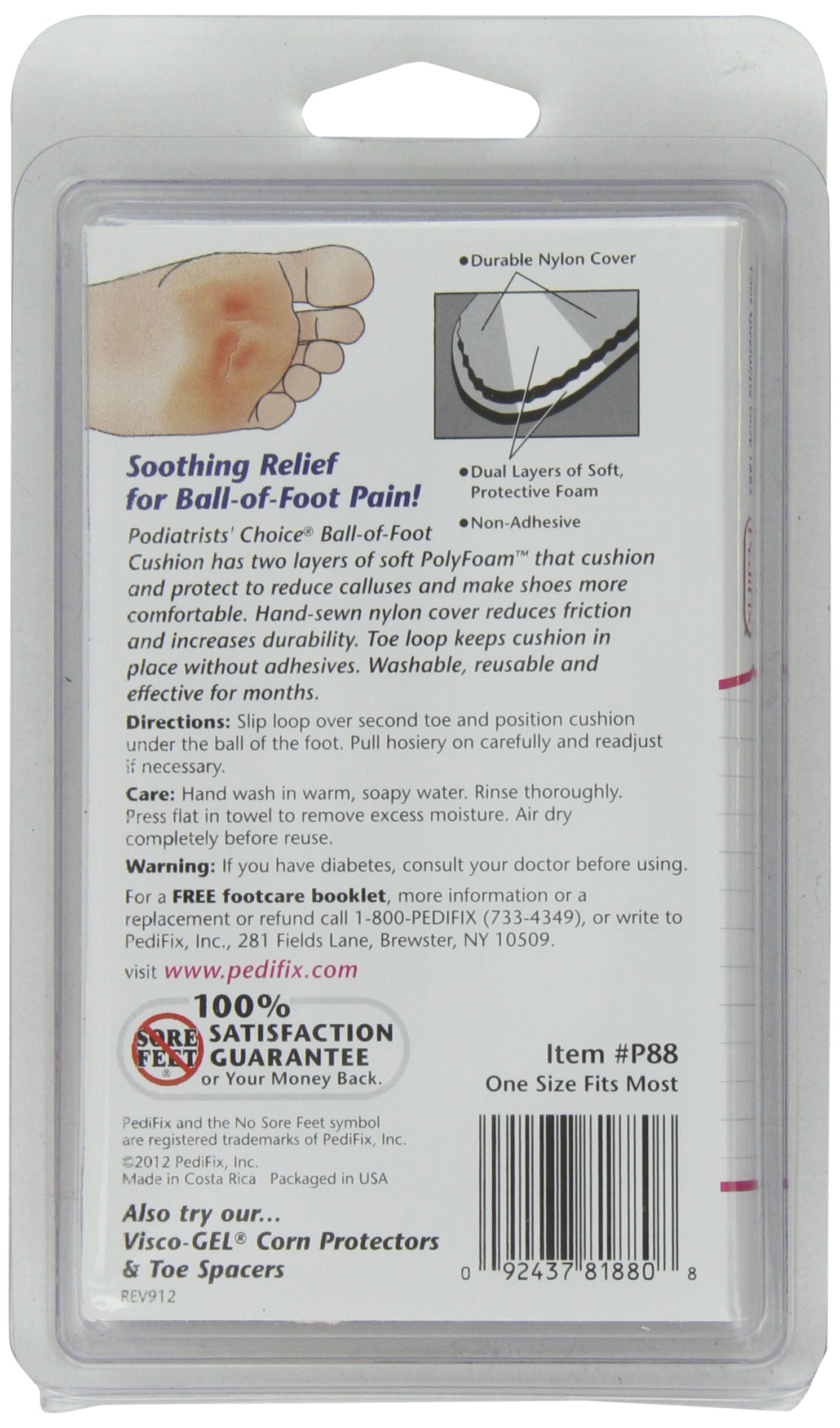 PediFix Deluxe Nylon-Covered Metatarsal Cushion -P88, Single