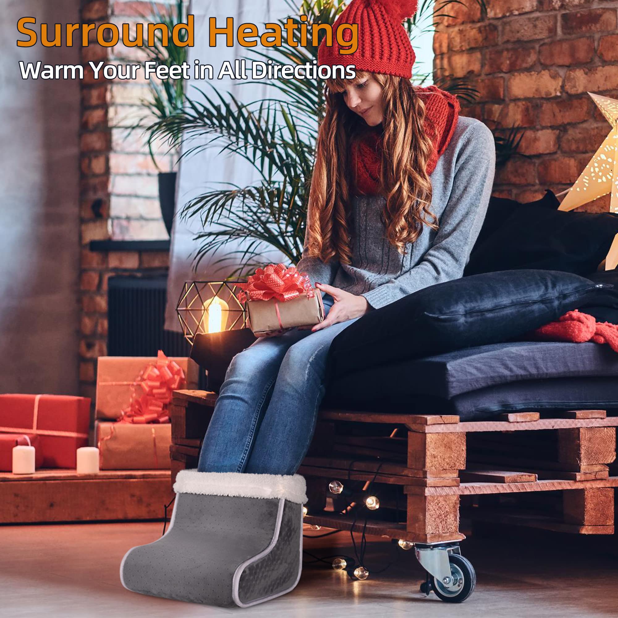 Electric Heated Foot Warmer - KLADNDER Heating Foot Warmer for Men & Women, Feet Warmer with 6 Temperature Setting 4 Timer Setti