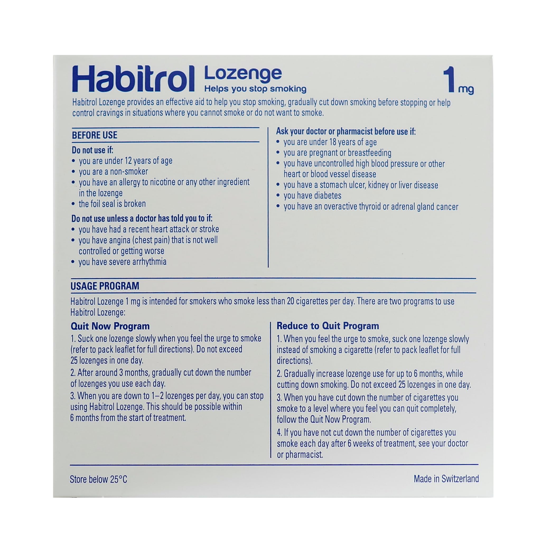 Habitrol Nicotine Lozenge Mint Flavor 216 Lozenges (1mg)